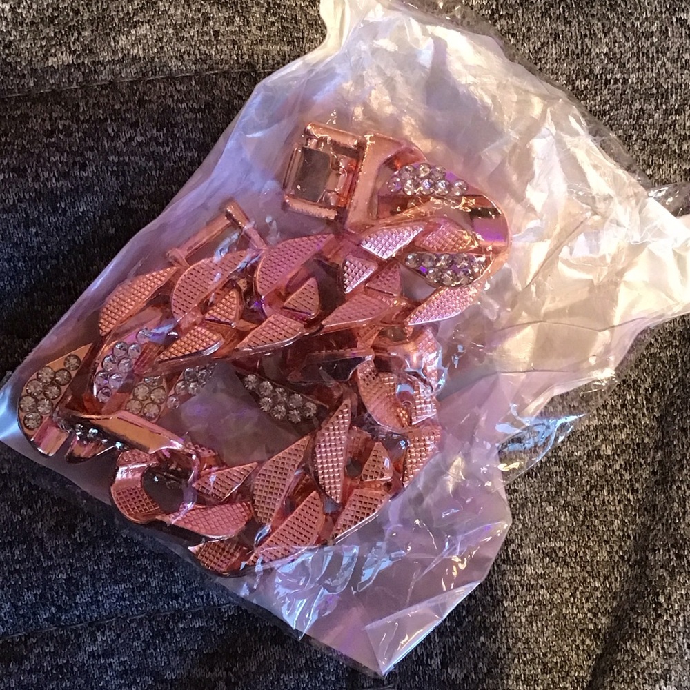 Rose Gold Chain Bracelet with Rhinestones